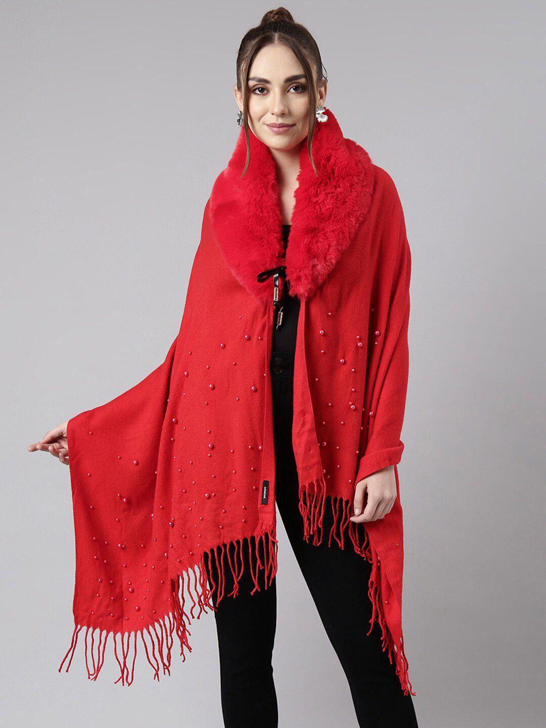 showoff shawl collar three-quarter sleeves longline with fringed sweater