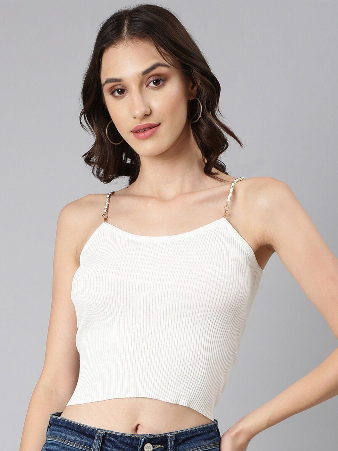 showoff shoulder straps acrylic crop top