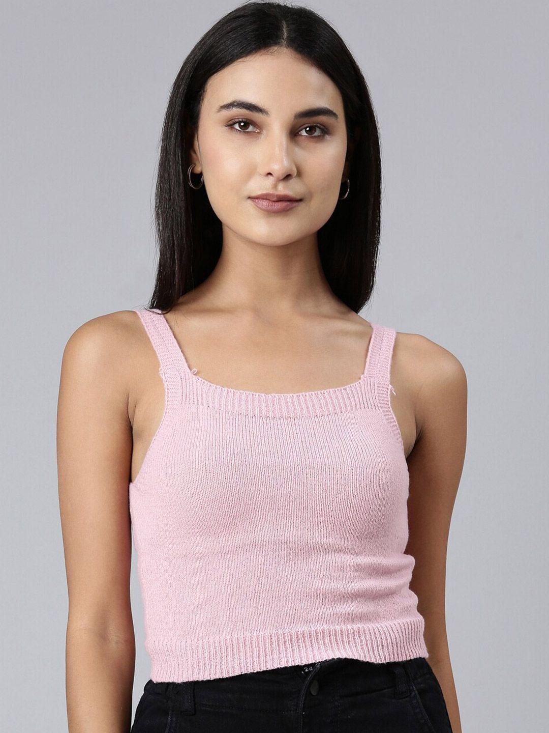 showoff shoulder straps fitted crop top