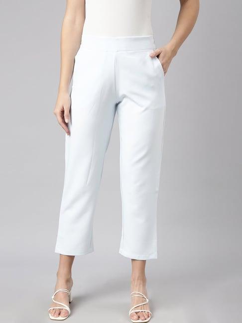 showoff sky blue regular fit trousers