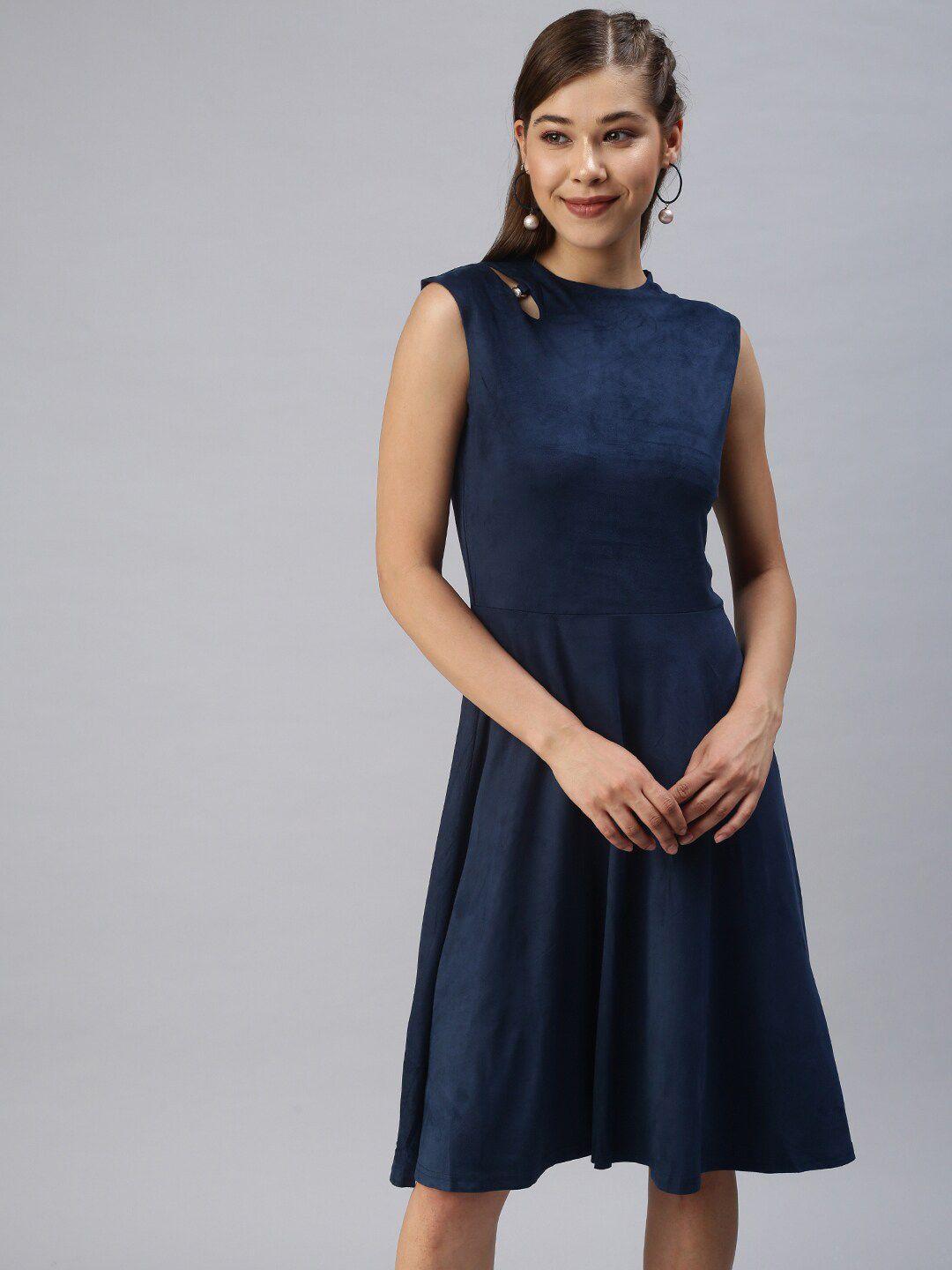 showoff sleeveless velvet fit & flare dress