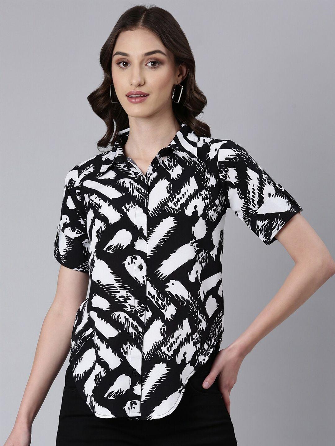 showoff slim fit abstract printed casual shirt