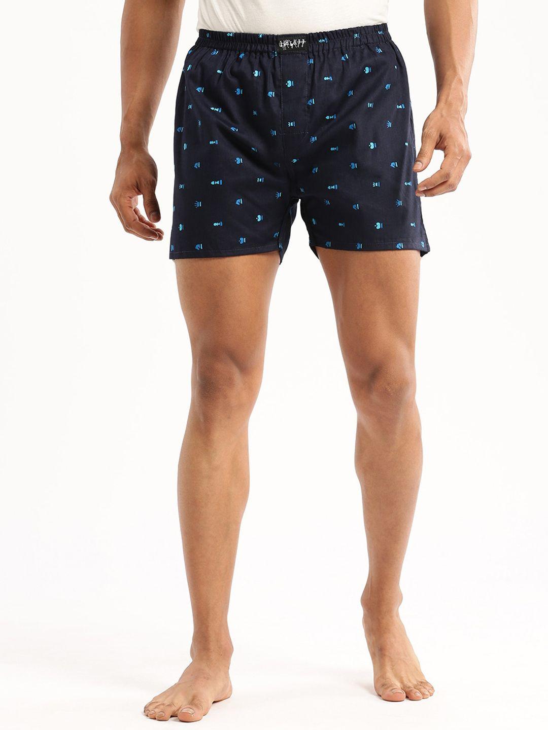 showoff slim fit conversational printed cotton boxer am-126-17_navyblue