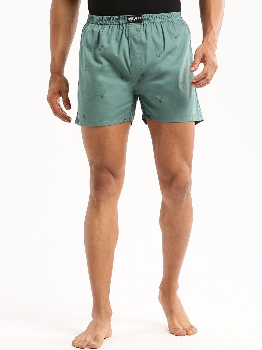 showoff slim fit conversational printed cotton boxer am-126-20_green