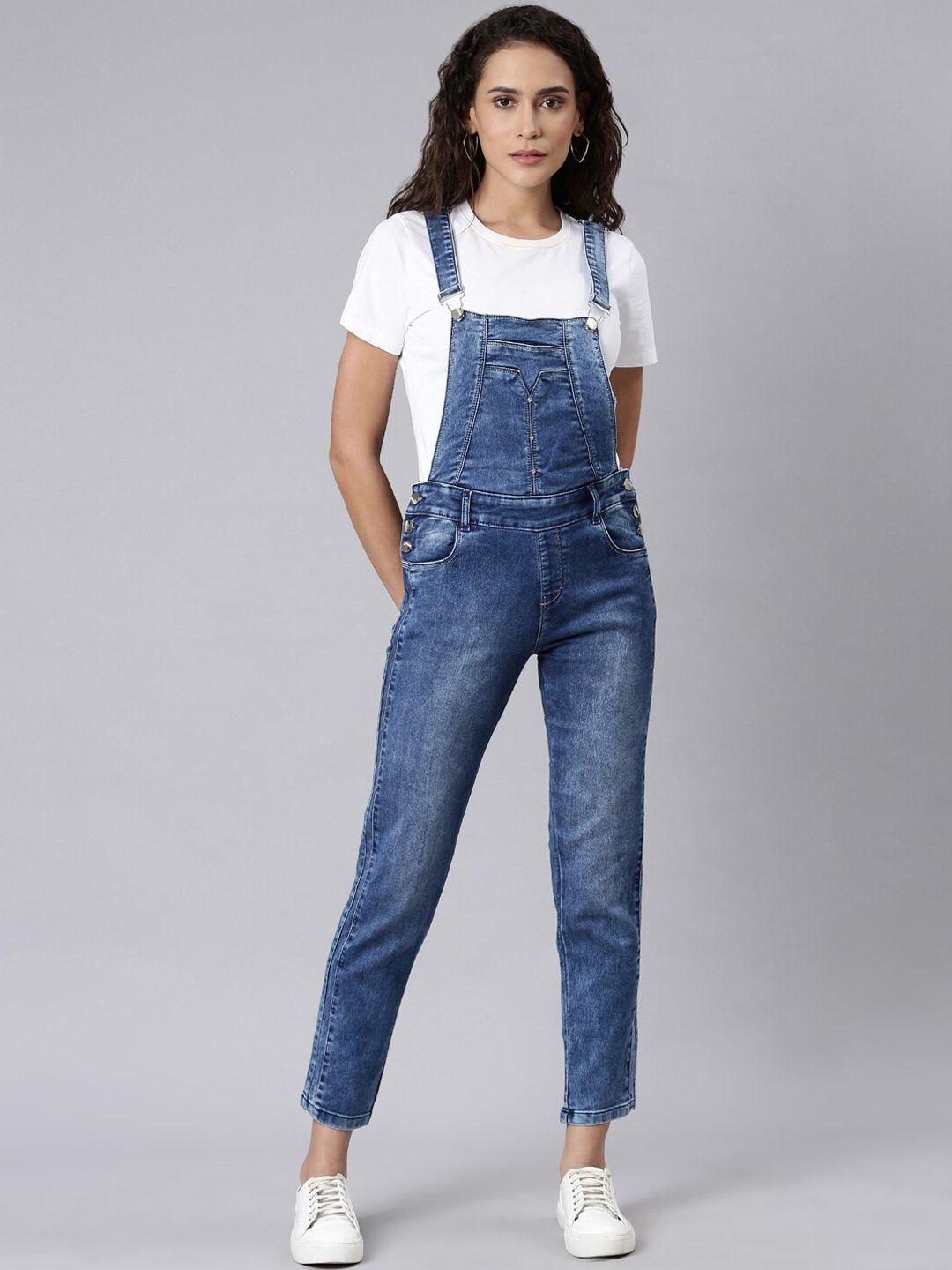 showoff slim-fit cotton denim dungaree