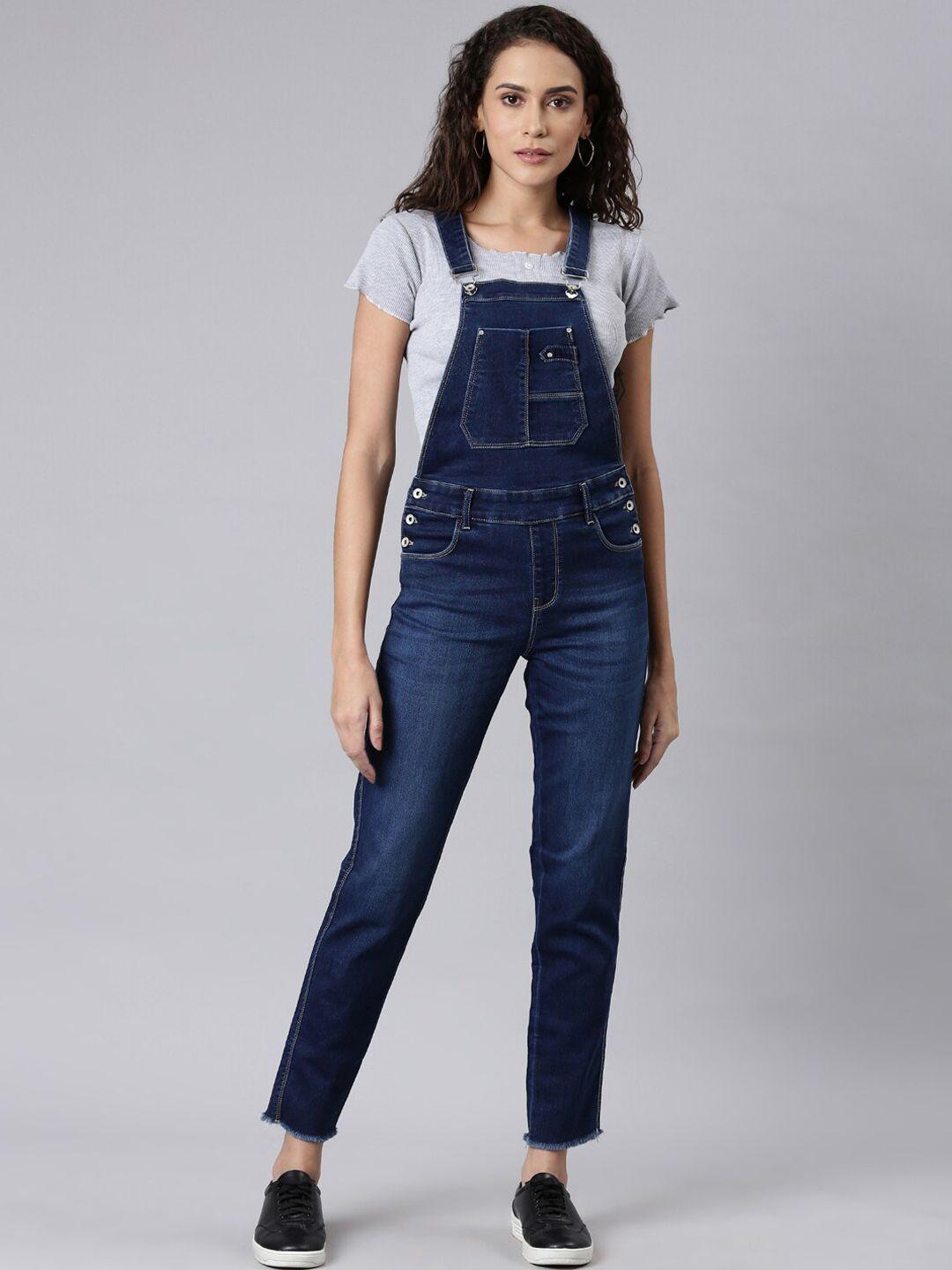 showoff slim-fit cotton denim dungaree