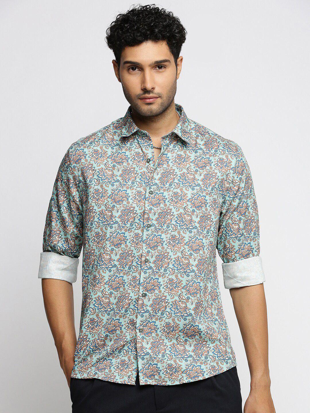 showoff smart slim fit ethnic motifs printed long sleeves cotton casual shirt