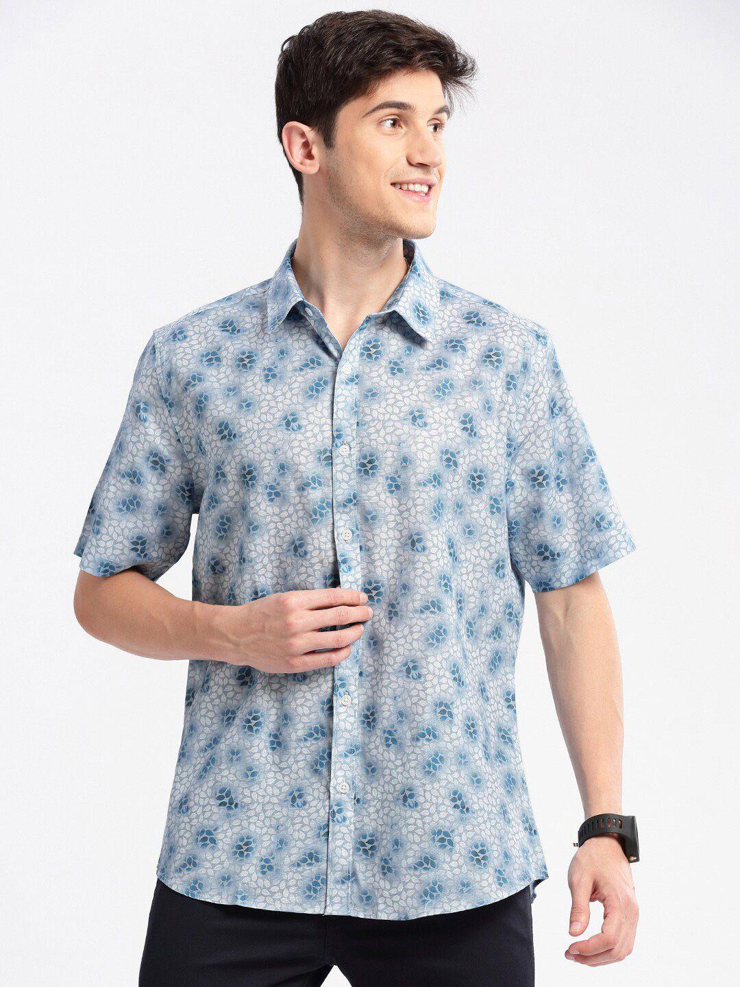 showoff smart slim fit floral printed cotton shirt