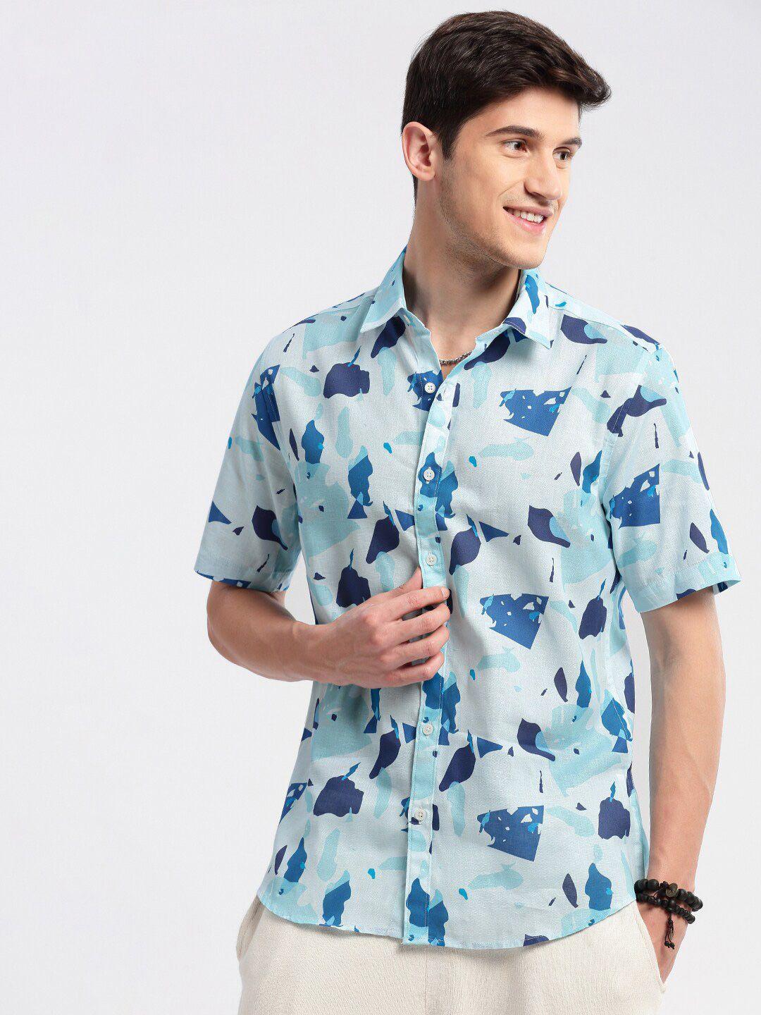 showoff smart slim fit printed cotton casual shirt
