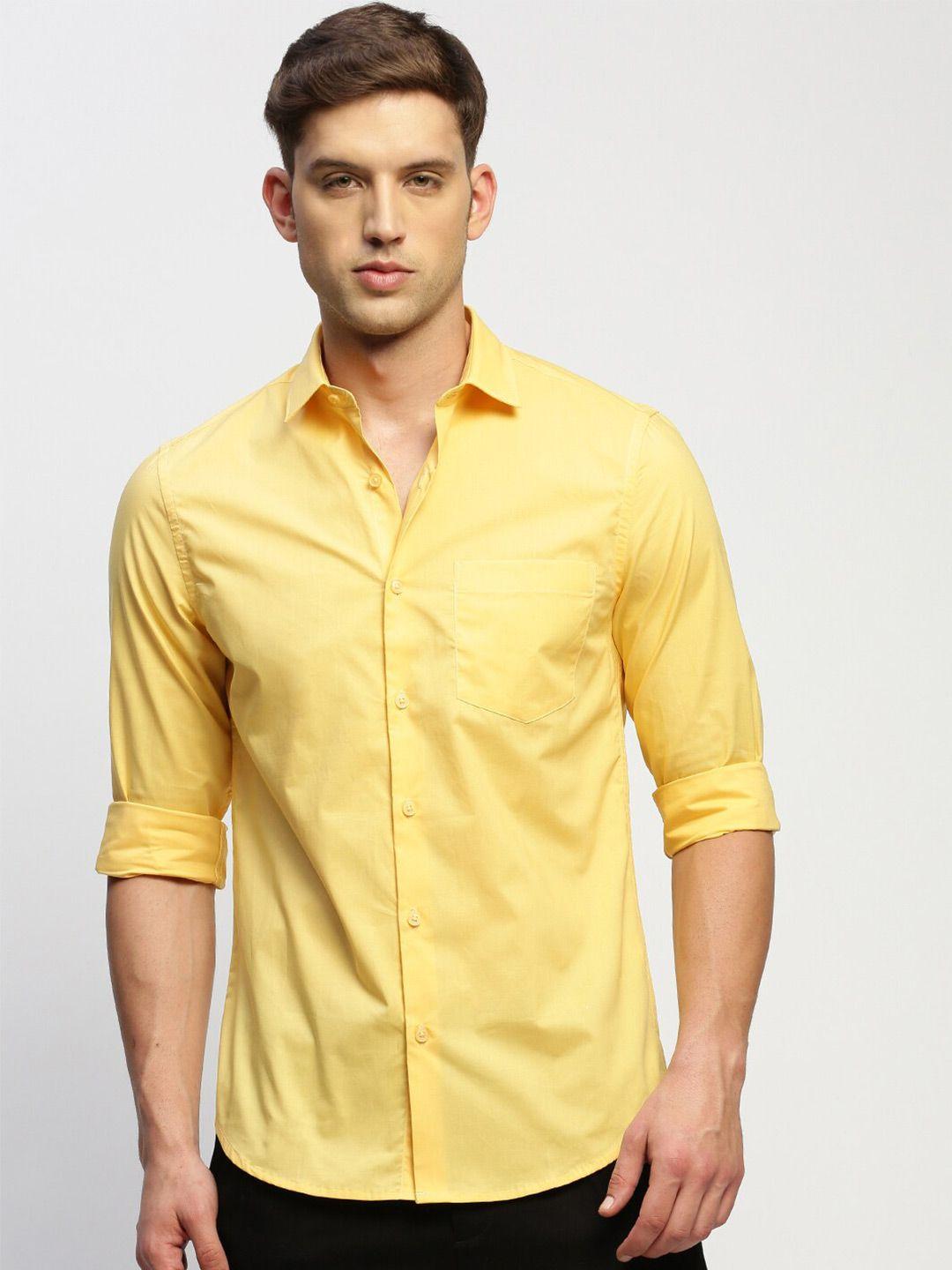 showoff smart slim fit spread collar cotton casual shirt