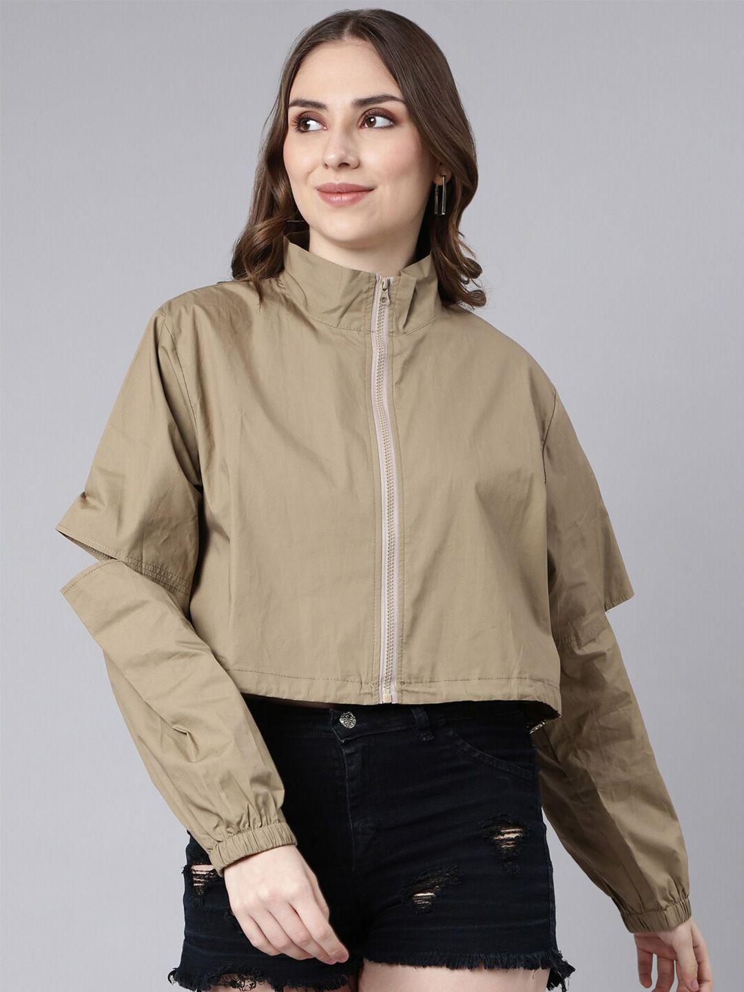 showoff solid windcheater oversized crop bomber jacket