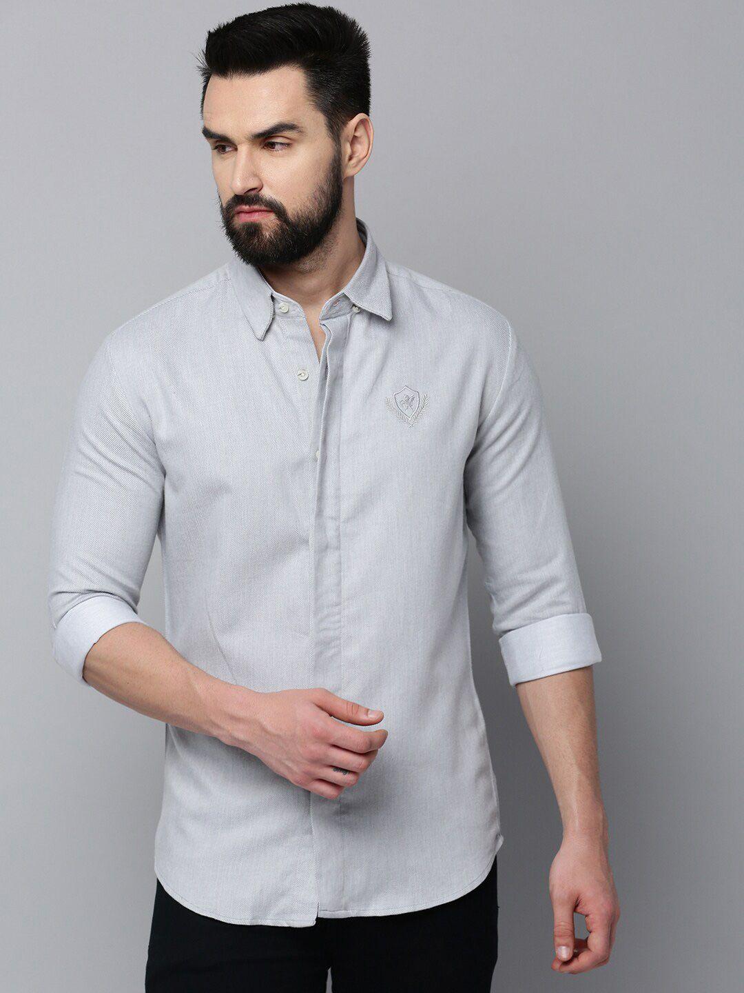 showoff spread collar long sleeves cotton casual shirt