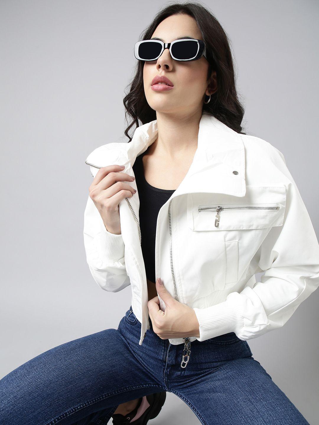 showoff spread collar long sleeves windcheater crop bomber jacket