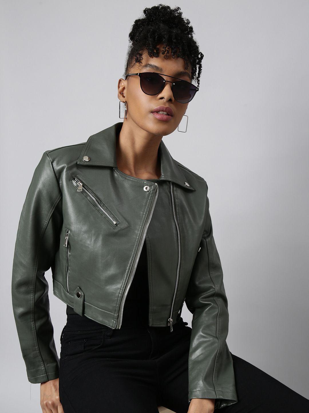 showoff spread collar windcheater crop biker jacket