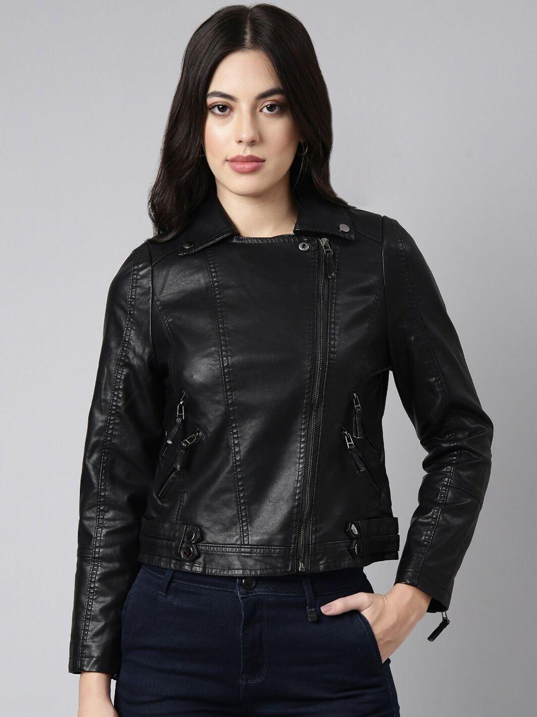 showoff spread collar windcheater crop biker jacket