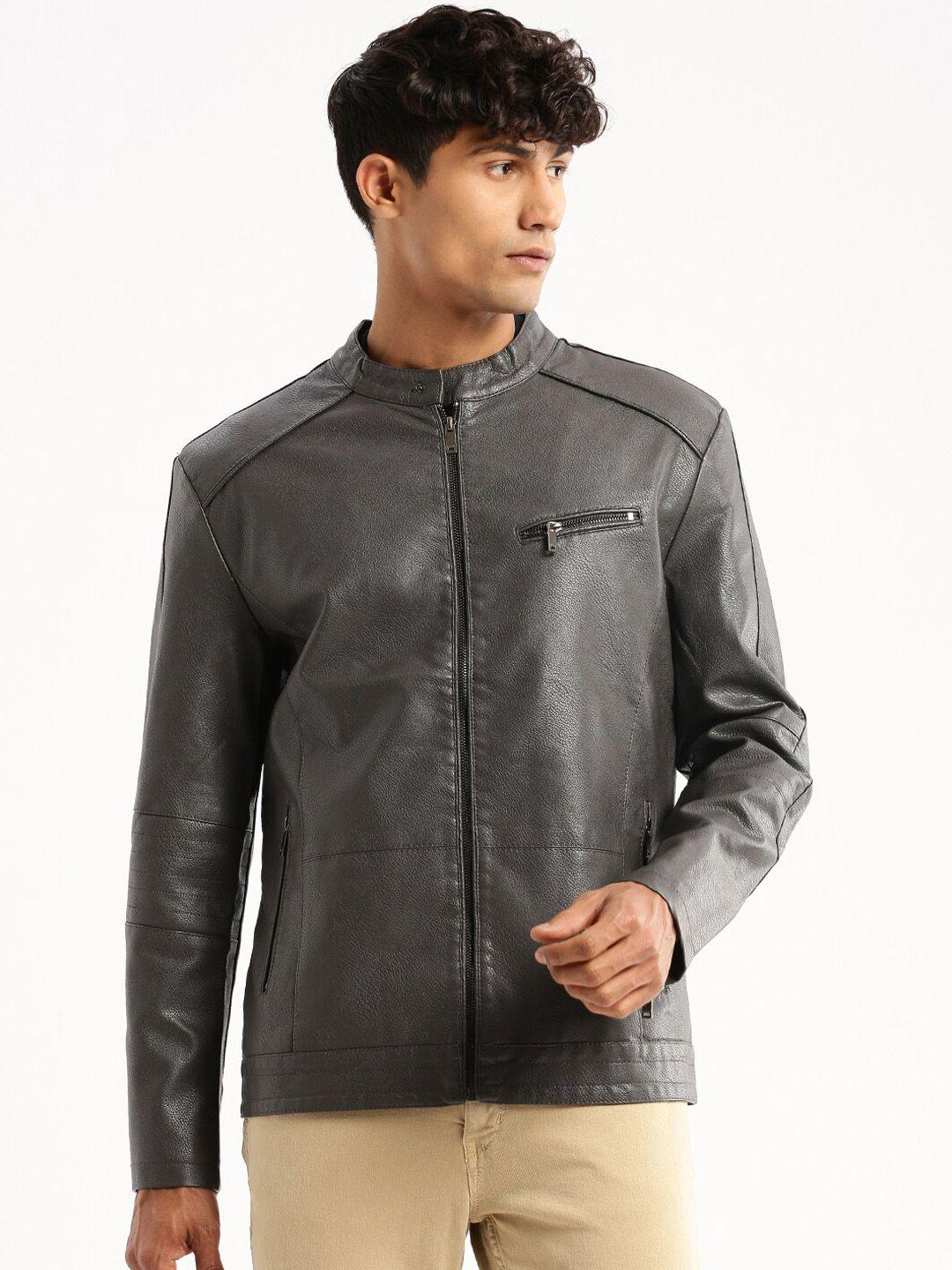 showoff stand collar windcheater biker jacket