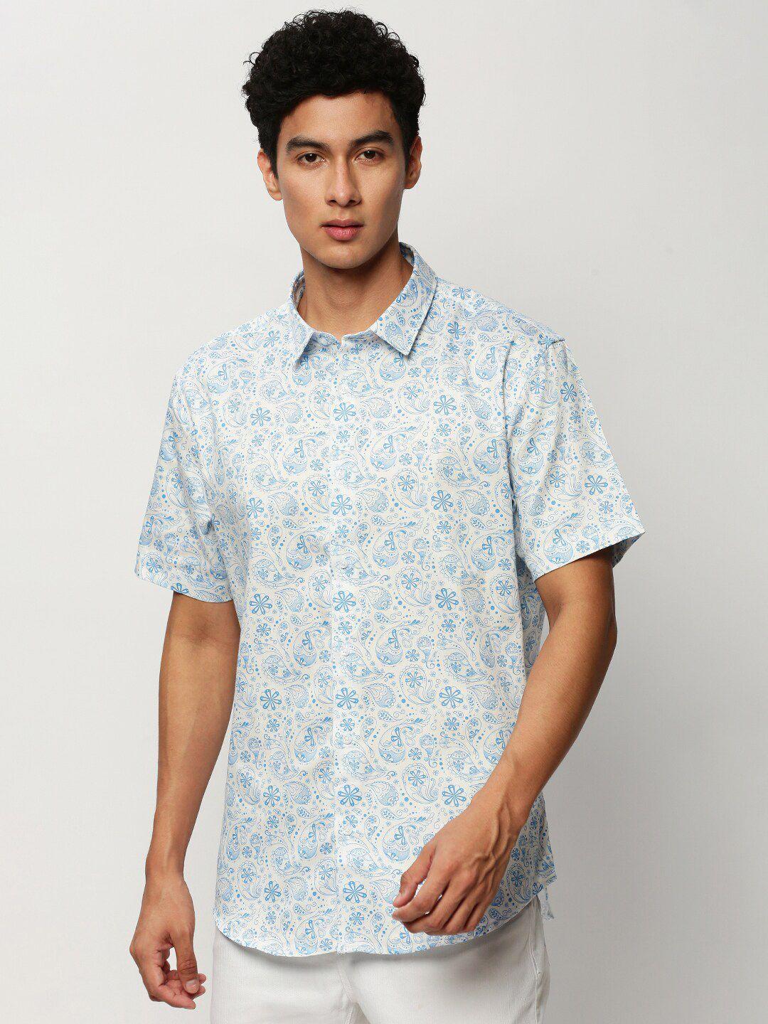 showoff standard ethnic motifs printed twill cotton slim fit casual shirt
