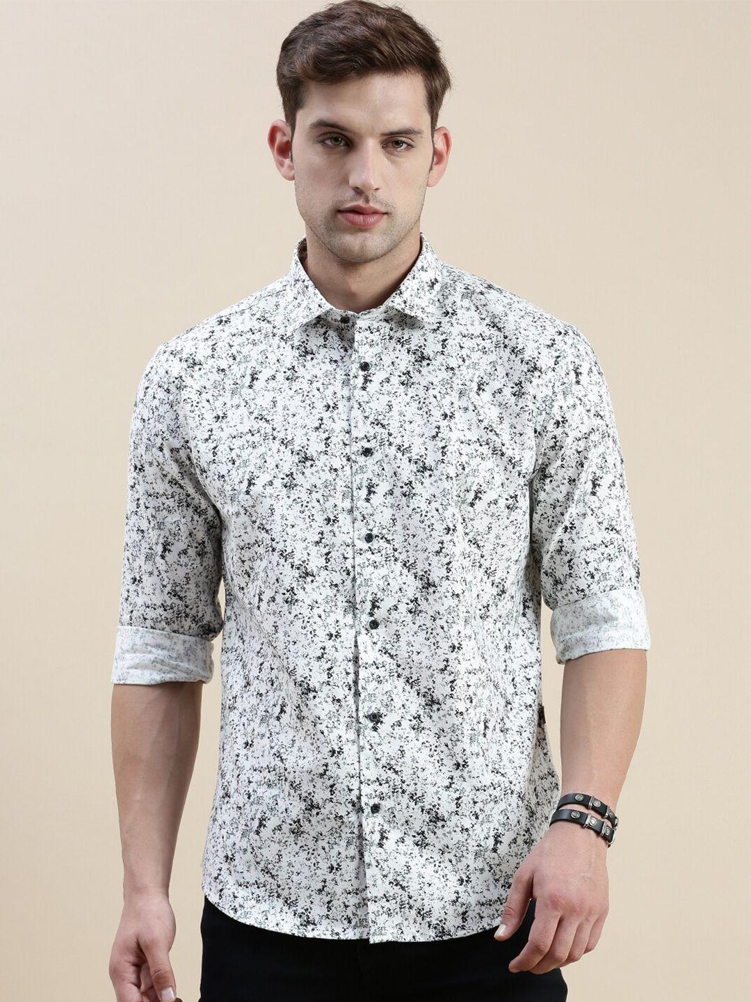 showoff standard slim fit abstract opaque printed cotton casual shirt