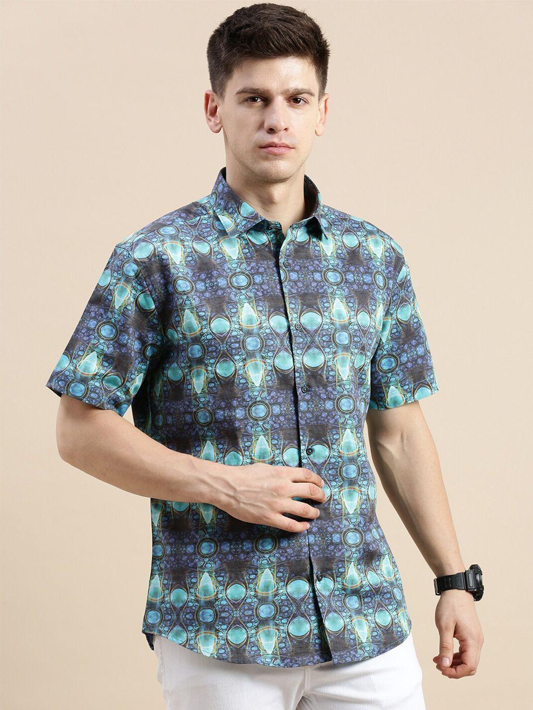 showoff standard slim fit abstract printed cotton casual shirt