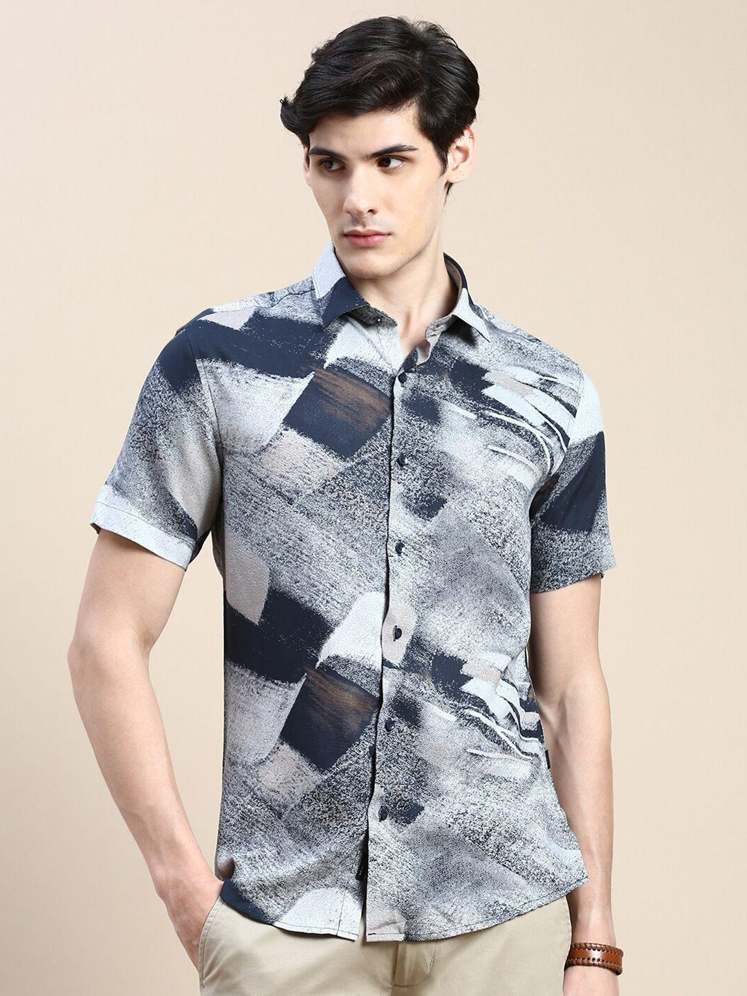 showoff standard slim fit abstract printed cotton casual shirt