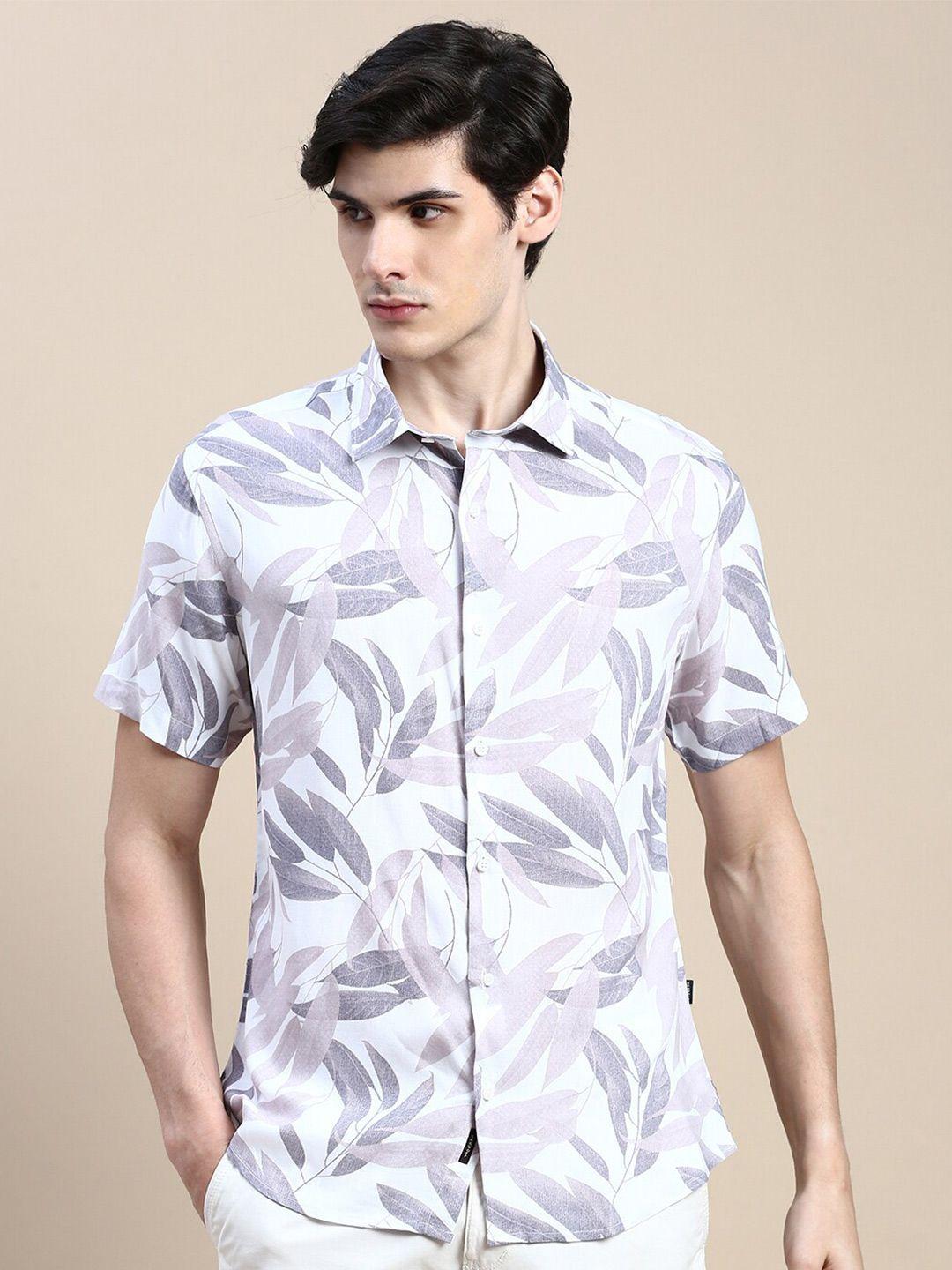 showoff standard slim fit floral opaque printed cotton casual shirt