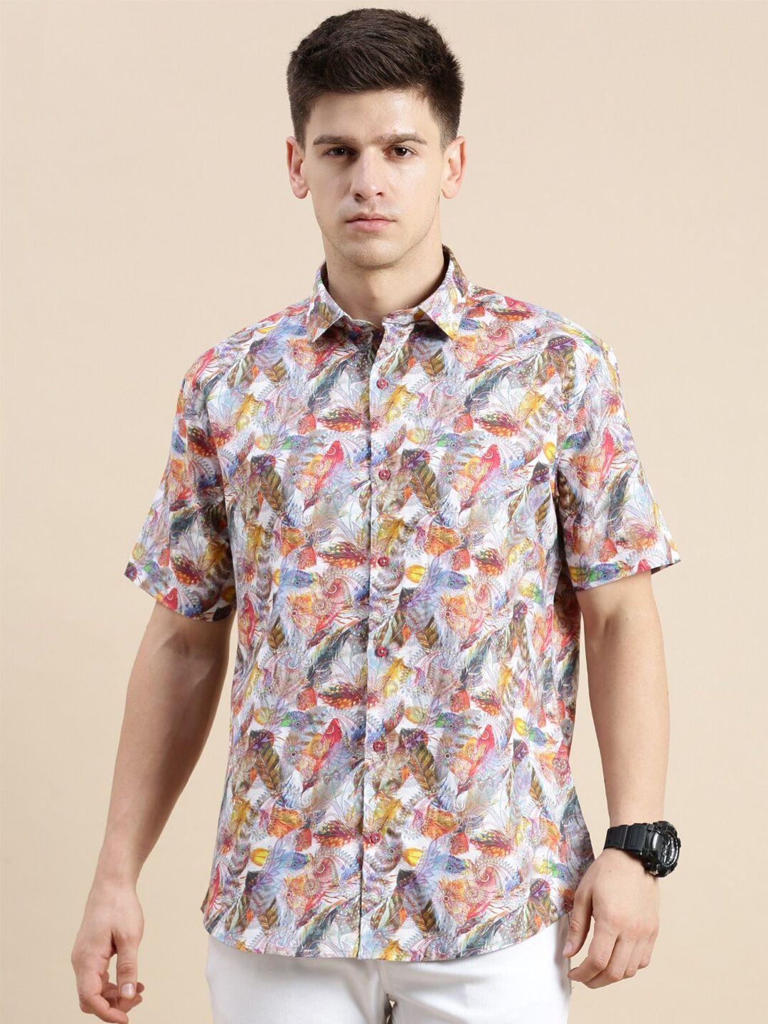 showoff standard slim fit floral printed cotton casual shirt