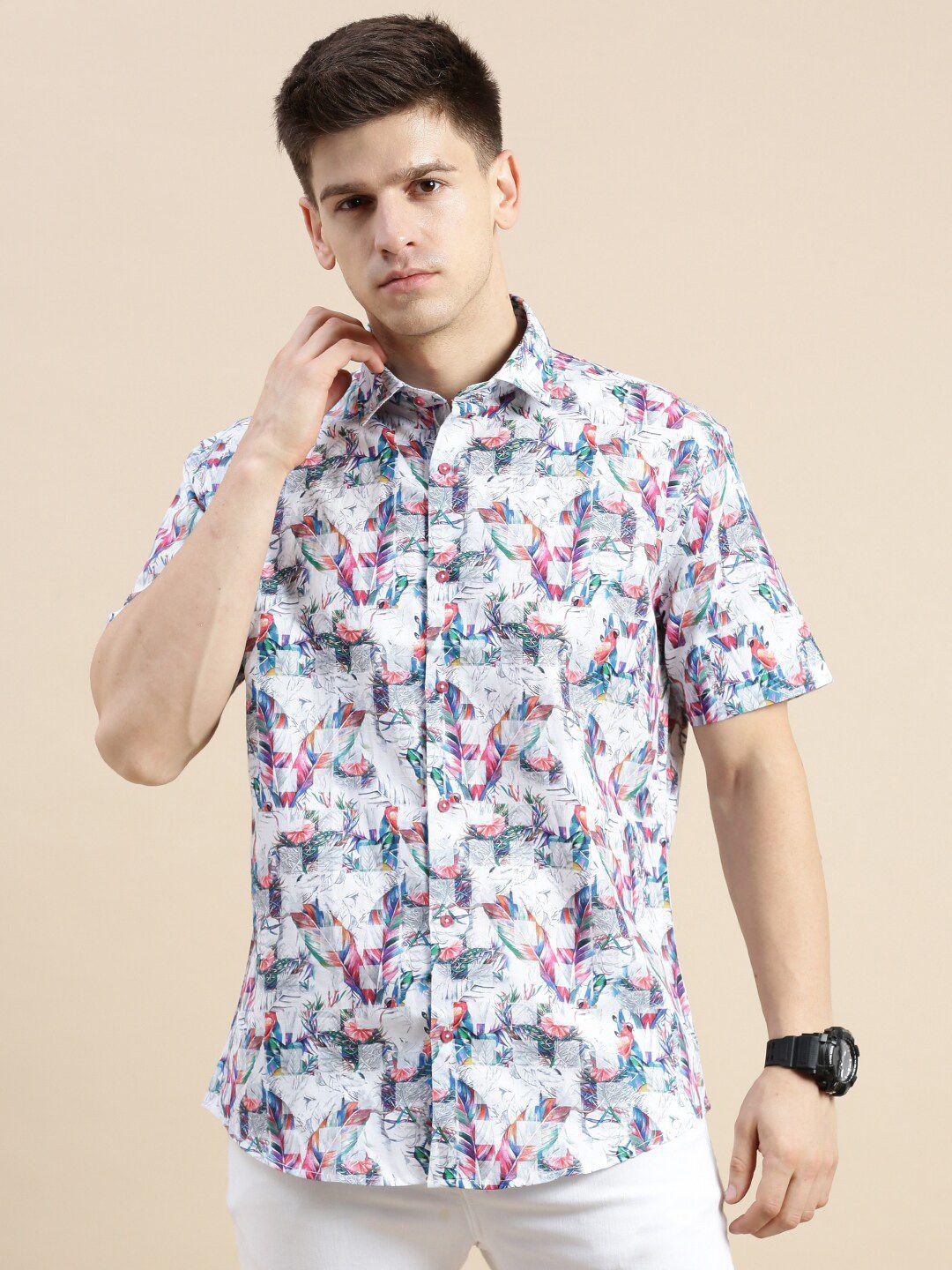 showoff standard slim fit floral printed cotton casual shirt