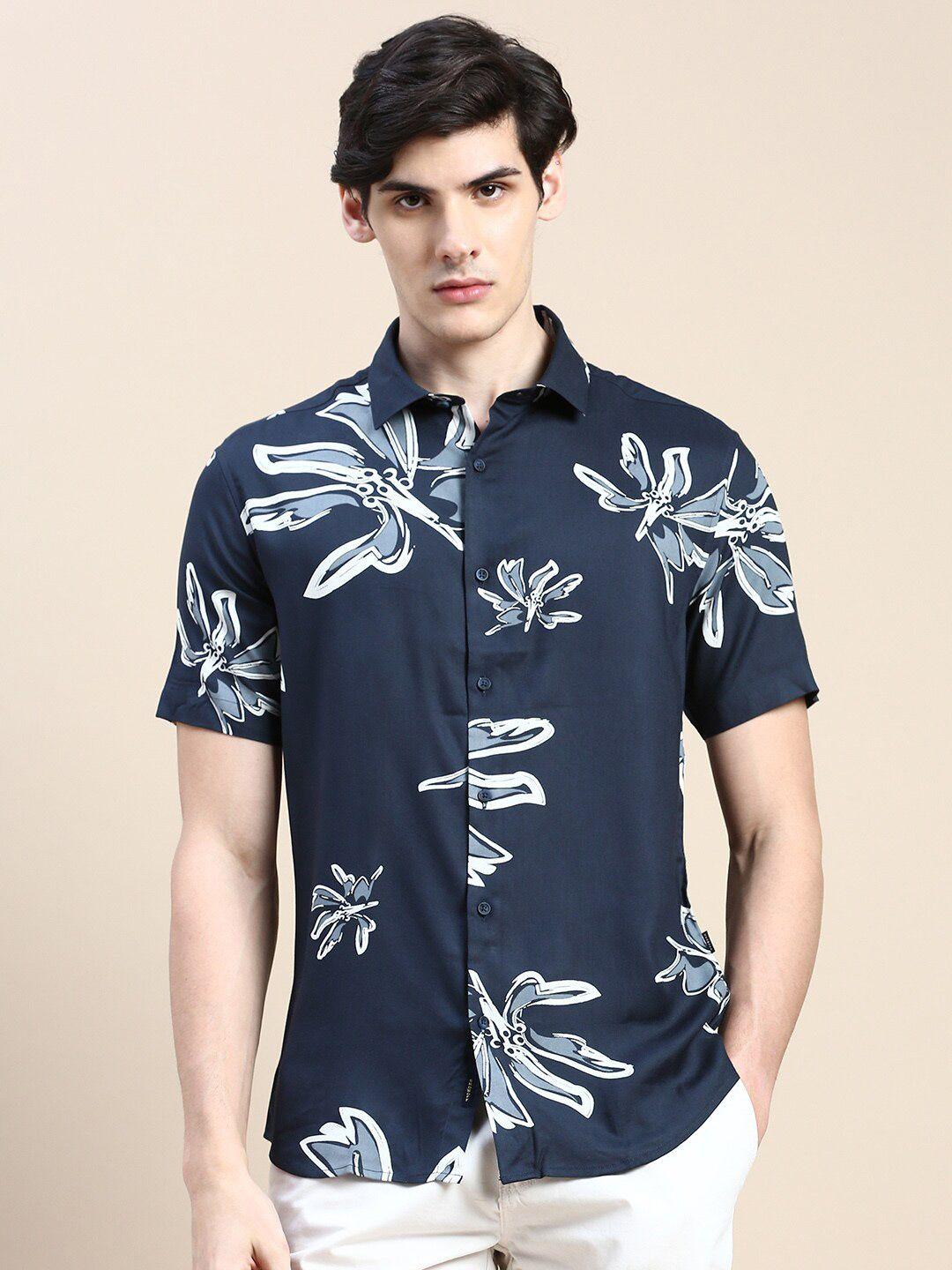 showoff standard slim fit floral printed cotton casual shirt