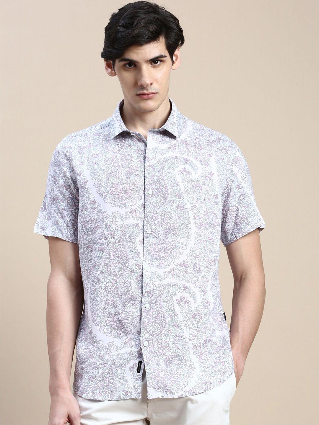 showoff standard slim fit floral printed cotton casual shirt