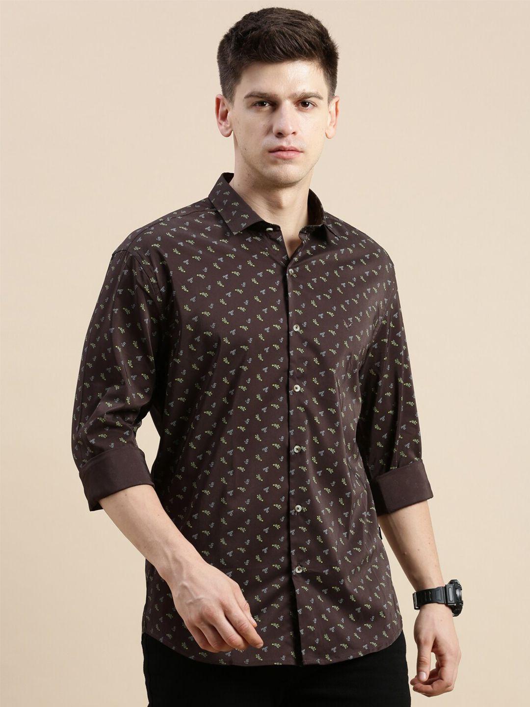 showoff standard slim fit micro ditsy printed cotton casual shirt