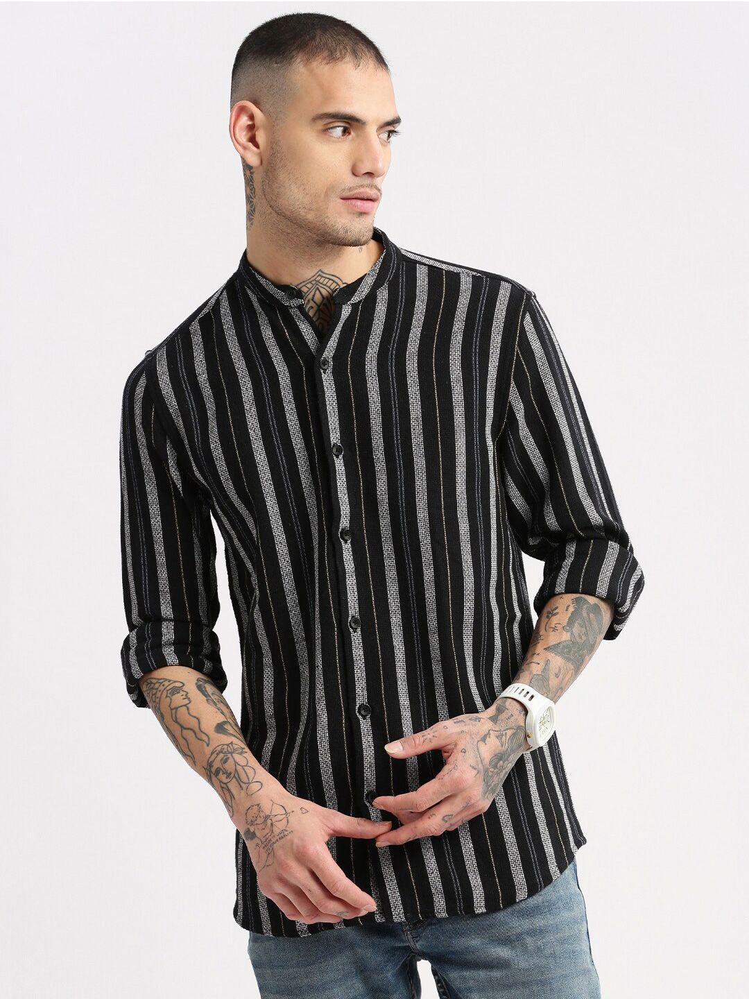 showoff standard slim fit opaque striped cotton casual shirt