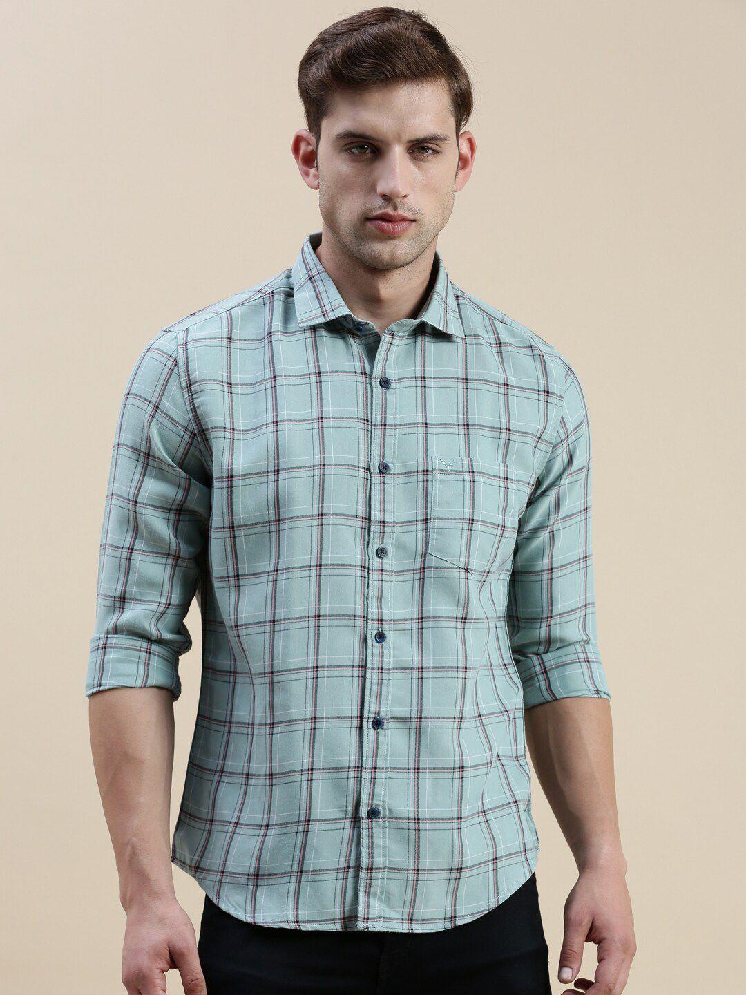 showoff standard slim fit tartan checks checked cotton casual shirt