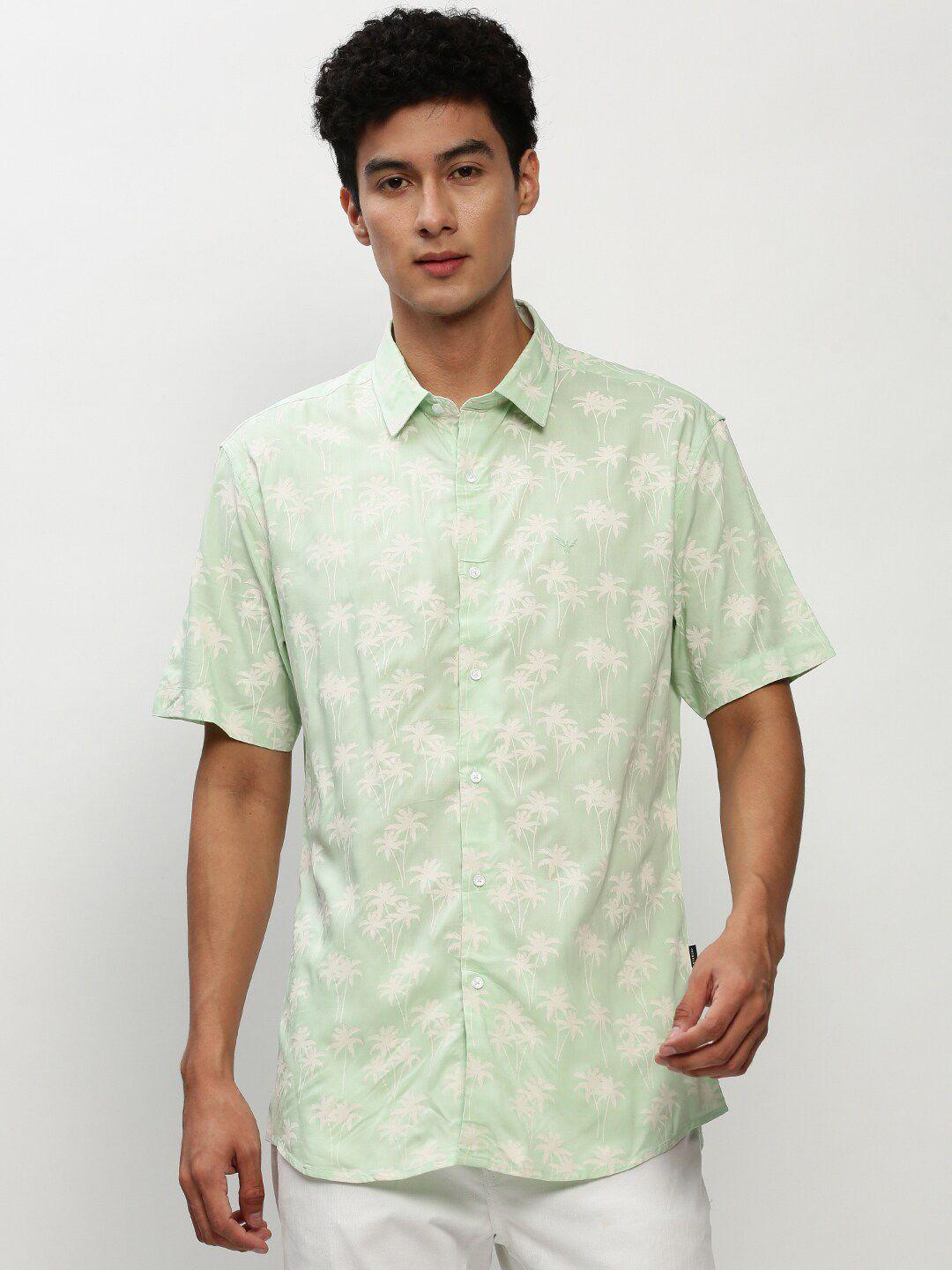 showoff standard slim fit tropical opaque printed cotton casual shirt