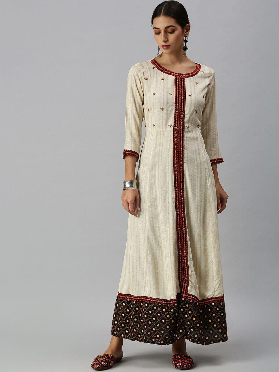 showoff striped embroidered ethnic dress