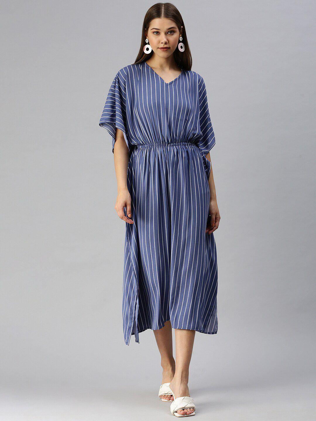 showoff striped kaftan mini dress