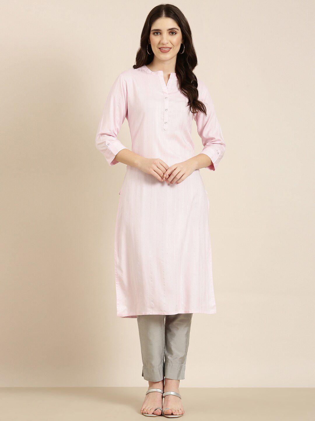 showoff striped pure cotton straight kurta