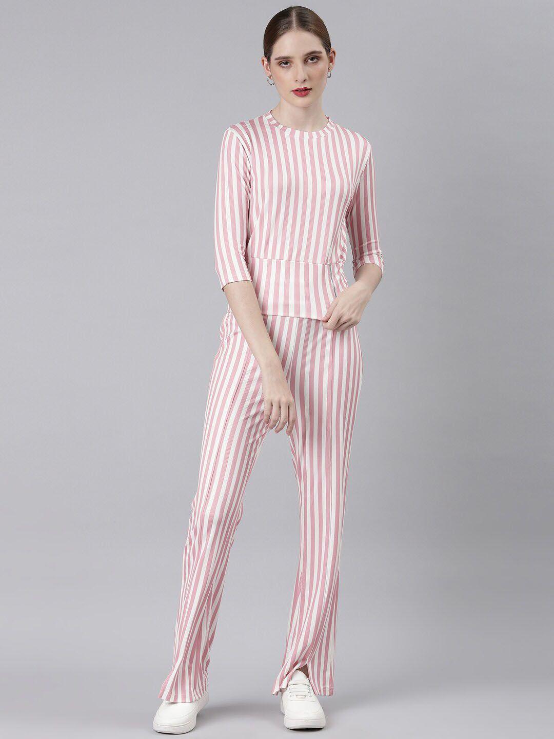 showoff striped round neck tracksuit