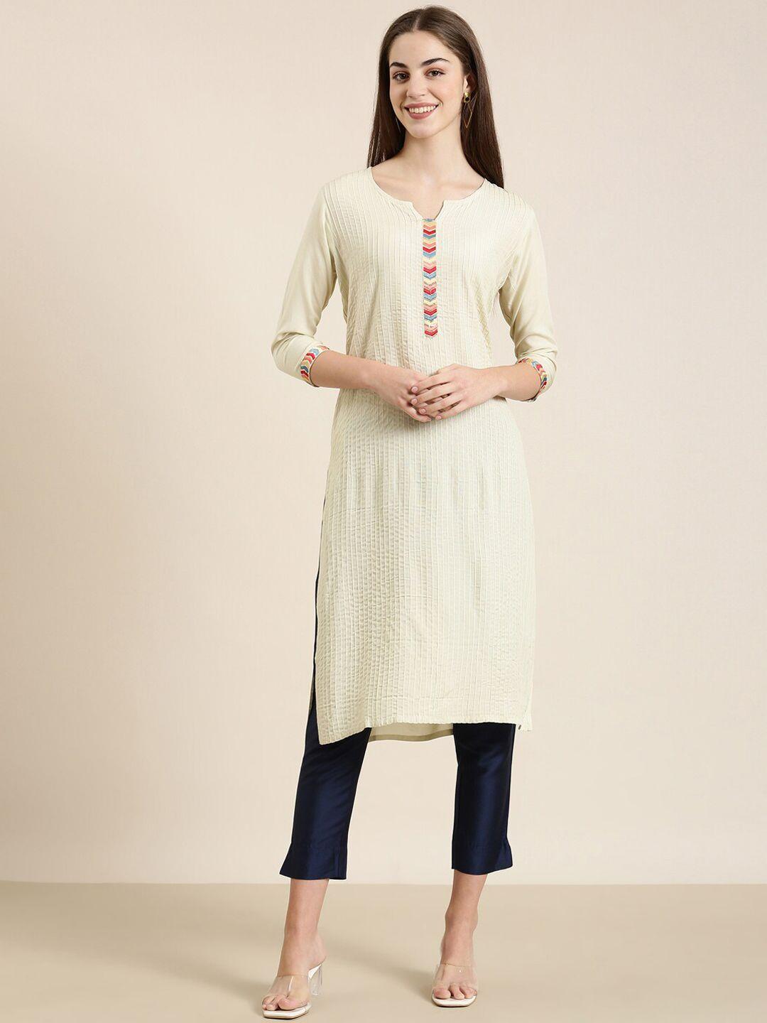 showoff striped sequinned straight kurta