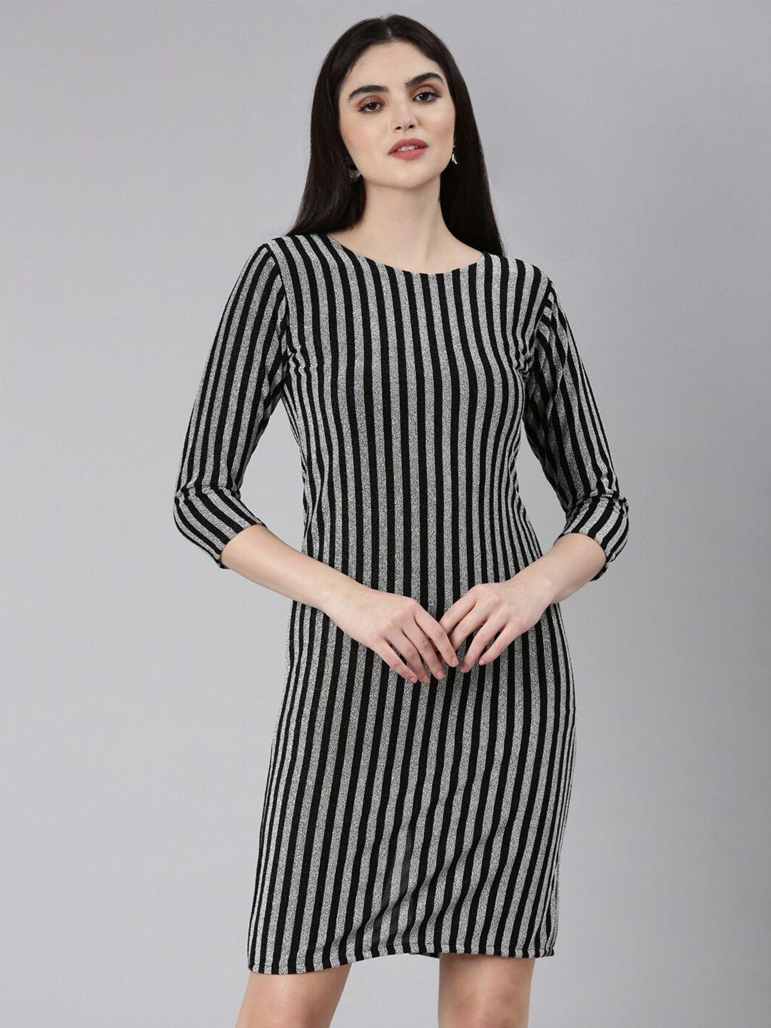 showoff striped sheath dress