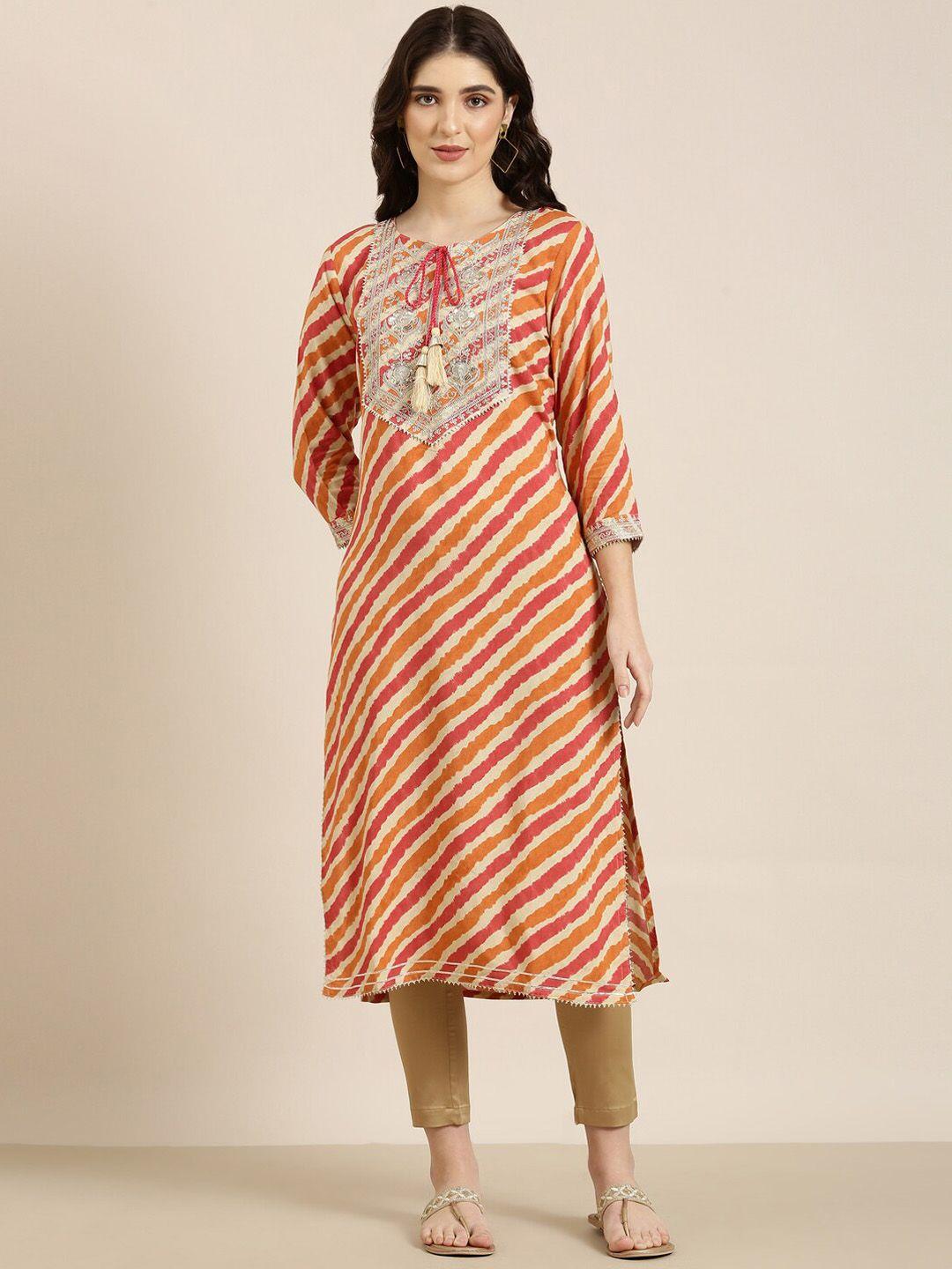 showoff striped thread work straight kurta