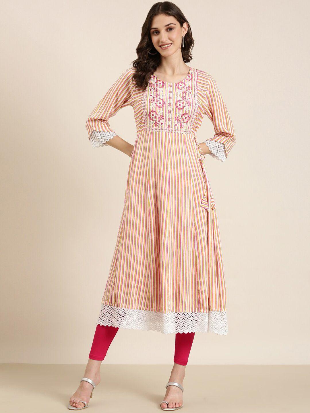 showoff striped thread work straight kurta