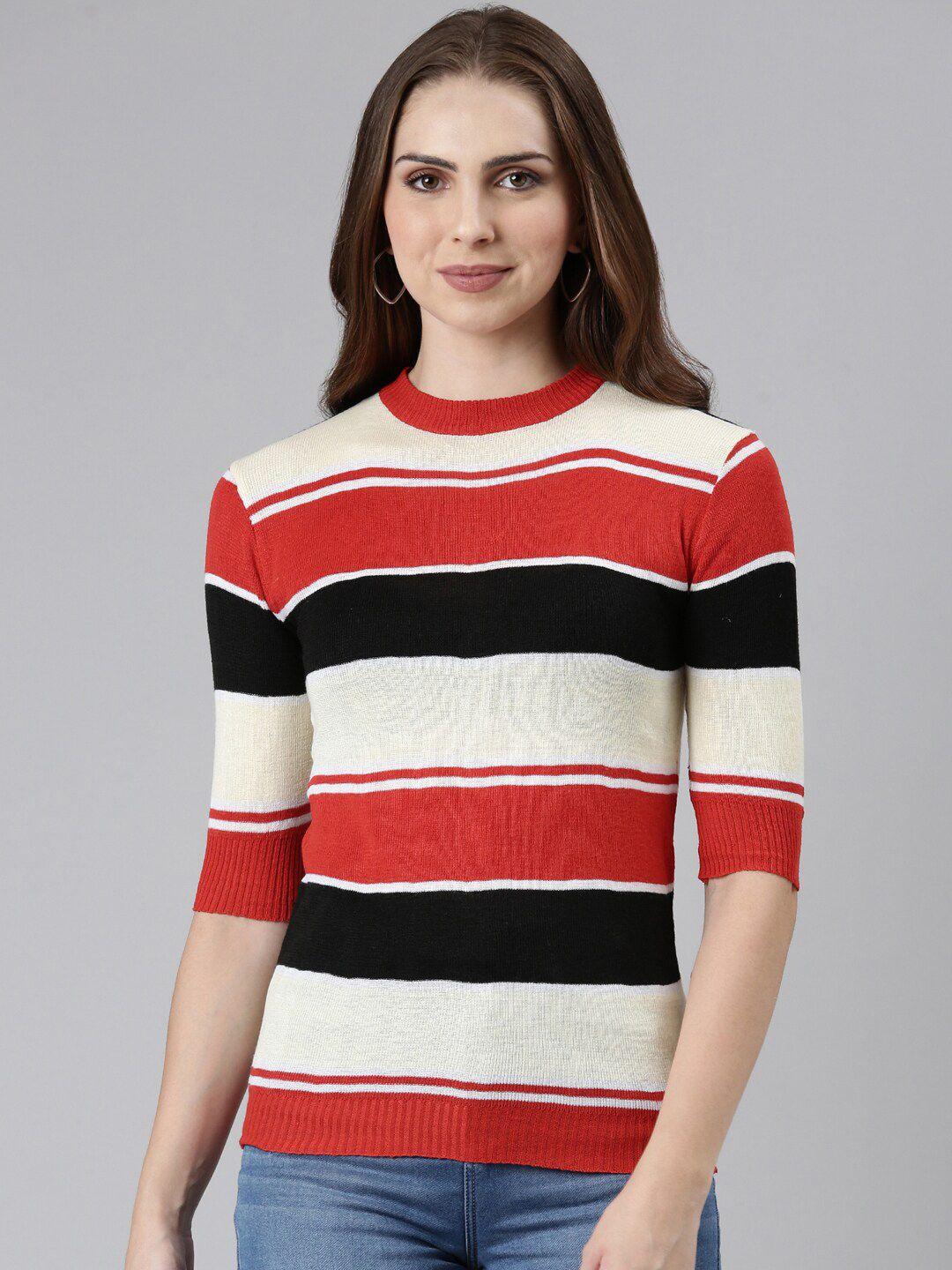 showoff striped woollen fitted top