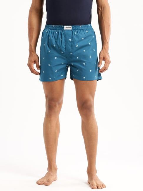 showoff teal blue slim fit printed boxers