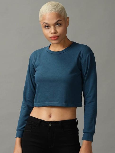 showoff teal crop top