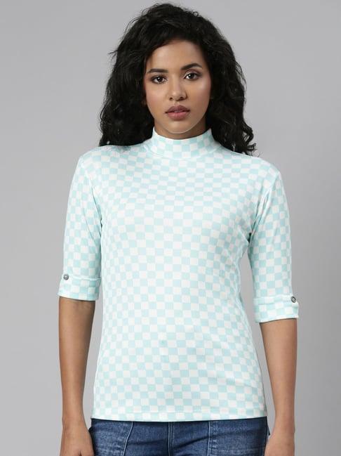 showoff turquoise checks top