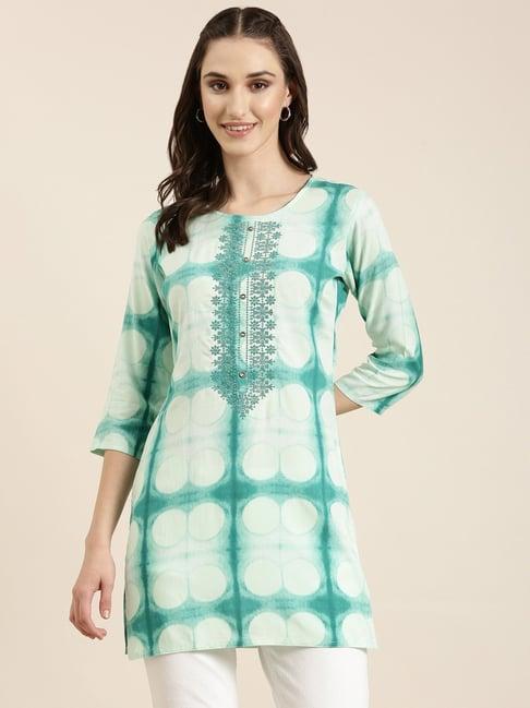 showoff turquoise printed kurti