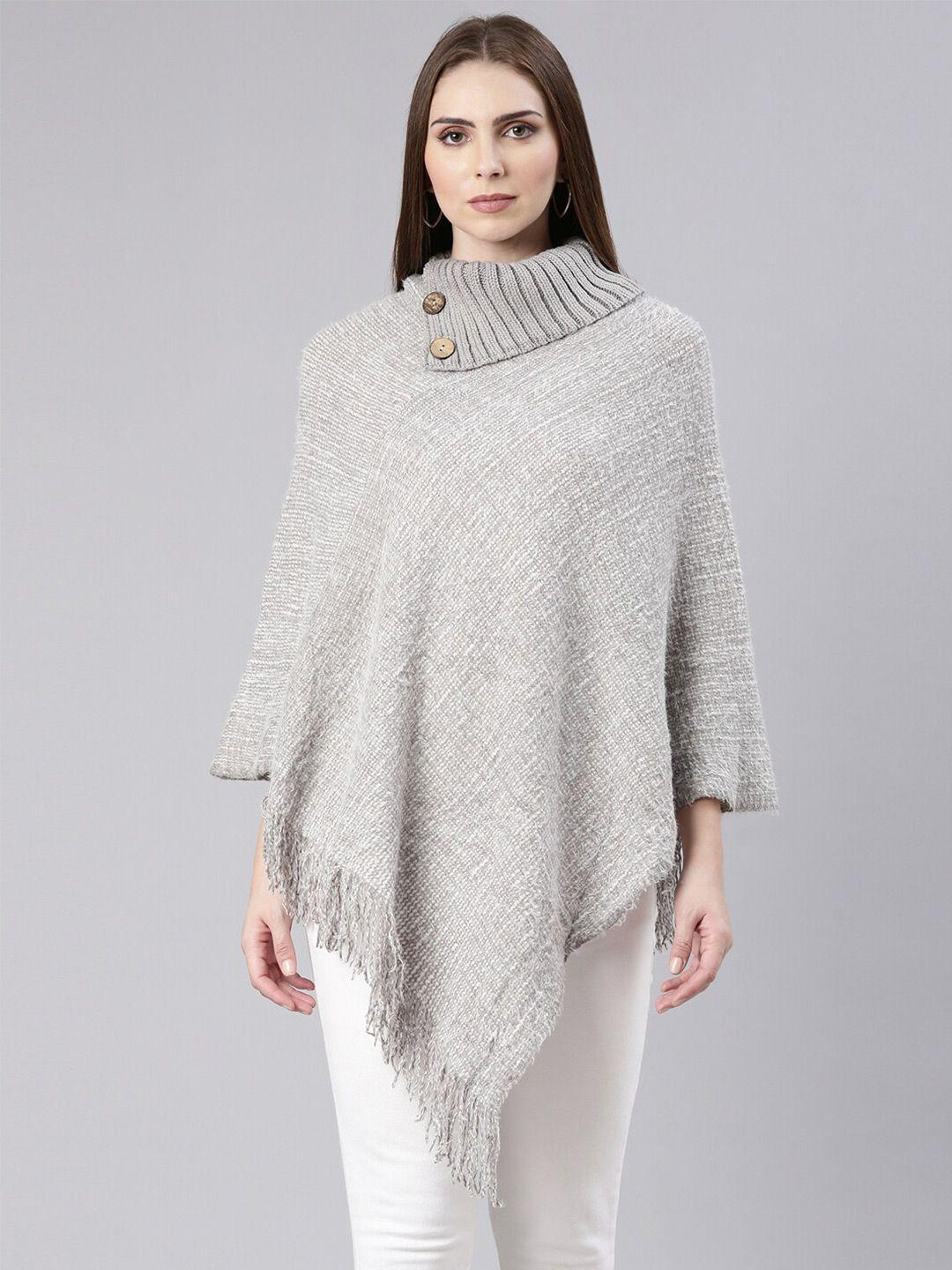 showoff turtle neck poncho with fringed detail