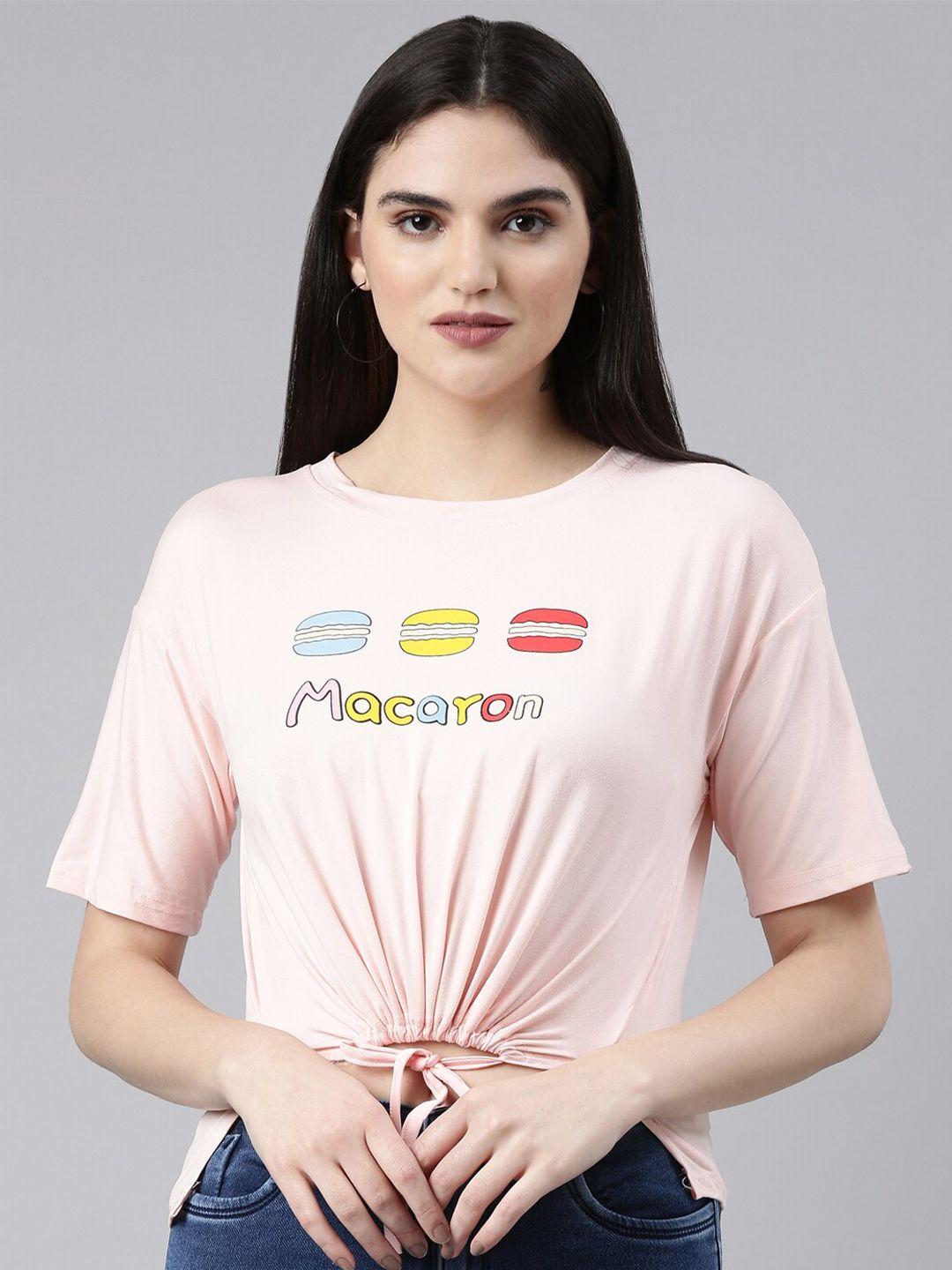 showoff typography printed cotton crop top