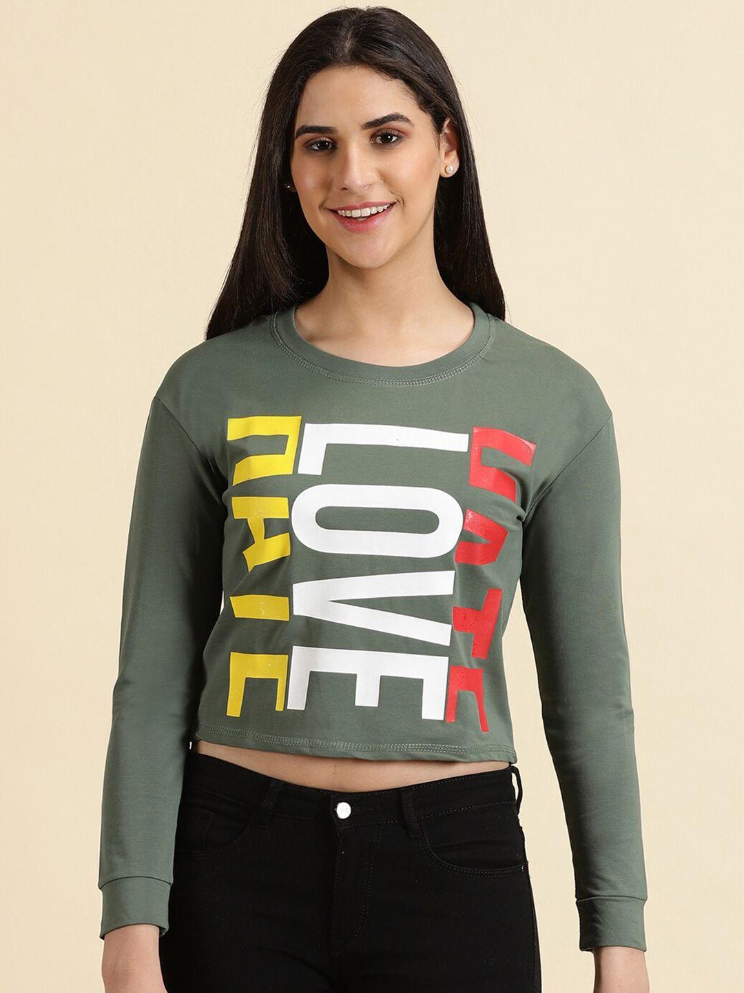 showoff typography printed crop t-shirts