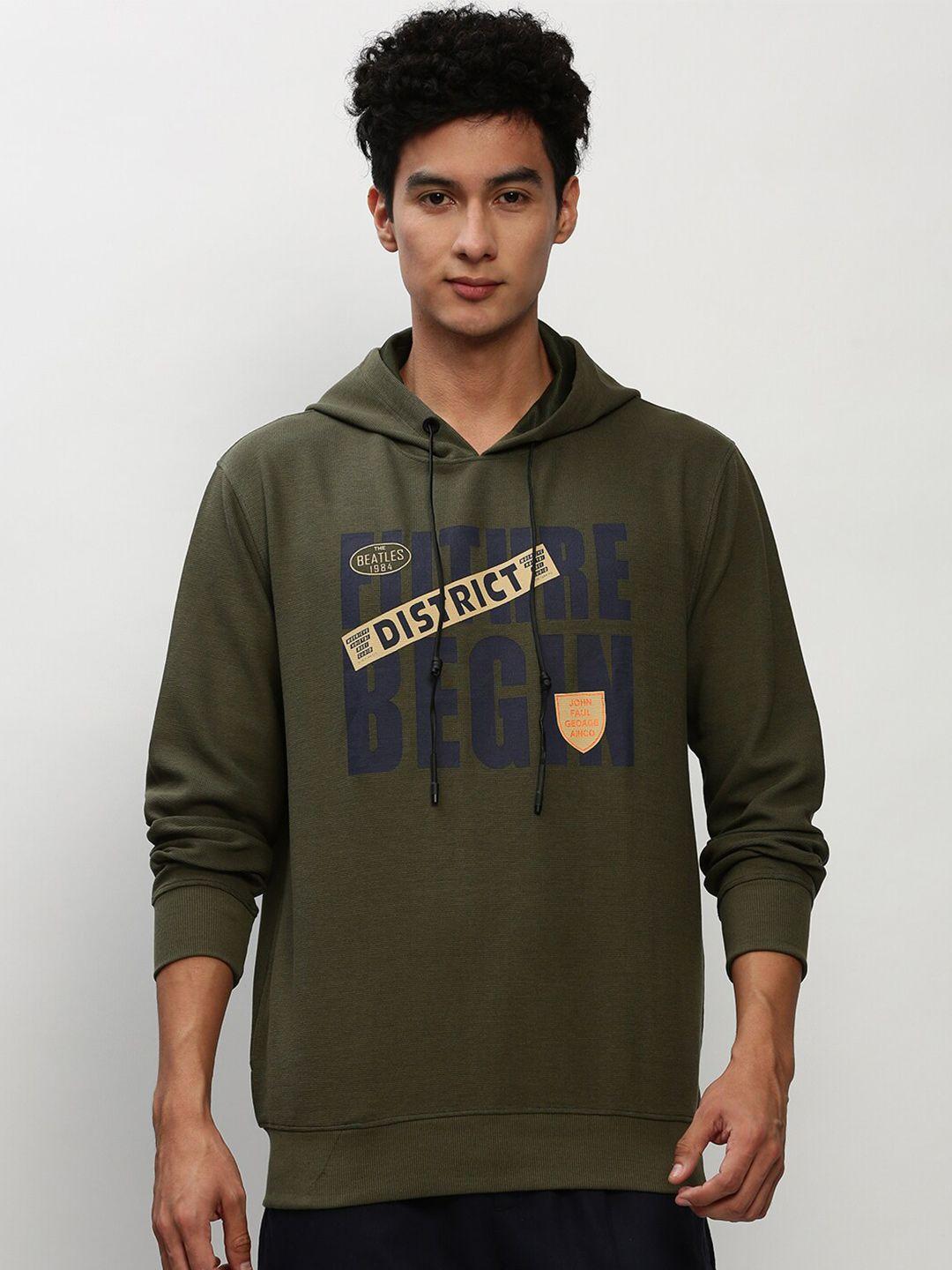 showoff typography printed hooded cotton sweatshirt